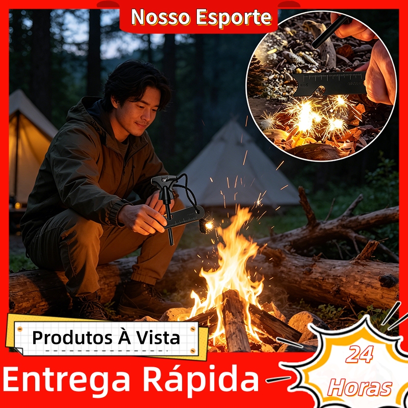 Pederneira De Magnésio Com Riscador Para Camping Pesca Facil Acender Fogo