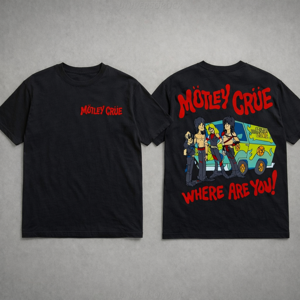 Camiseta Basica T-Shirt Unissex Mötley Crüe Máquina de Mistério Cartoon