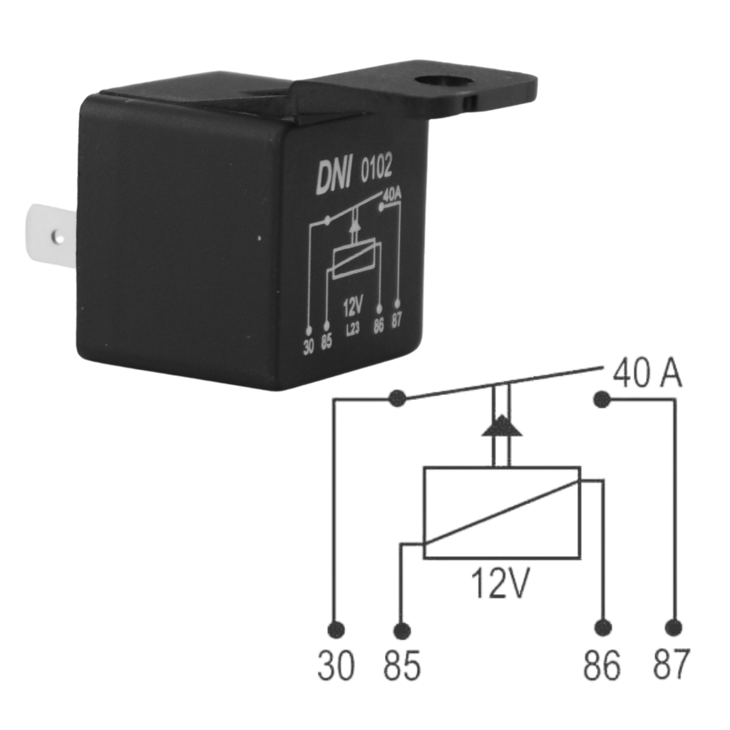 Relé Auxiliar Universal 12V e 40A - DNI 0102