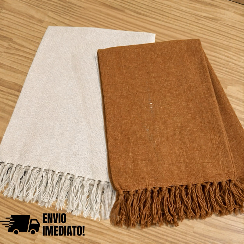 Kit 2 Manta 210x120 Protetora Para Sofá ou Cama Casal 100% Algodão Artesanal Decorativa