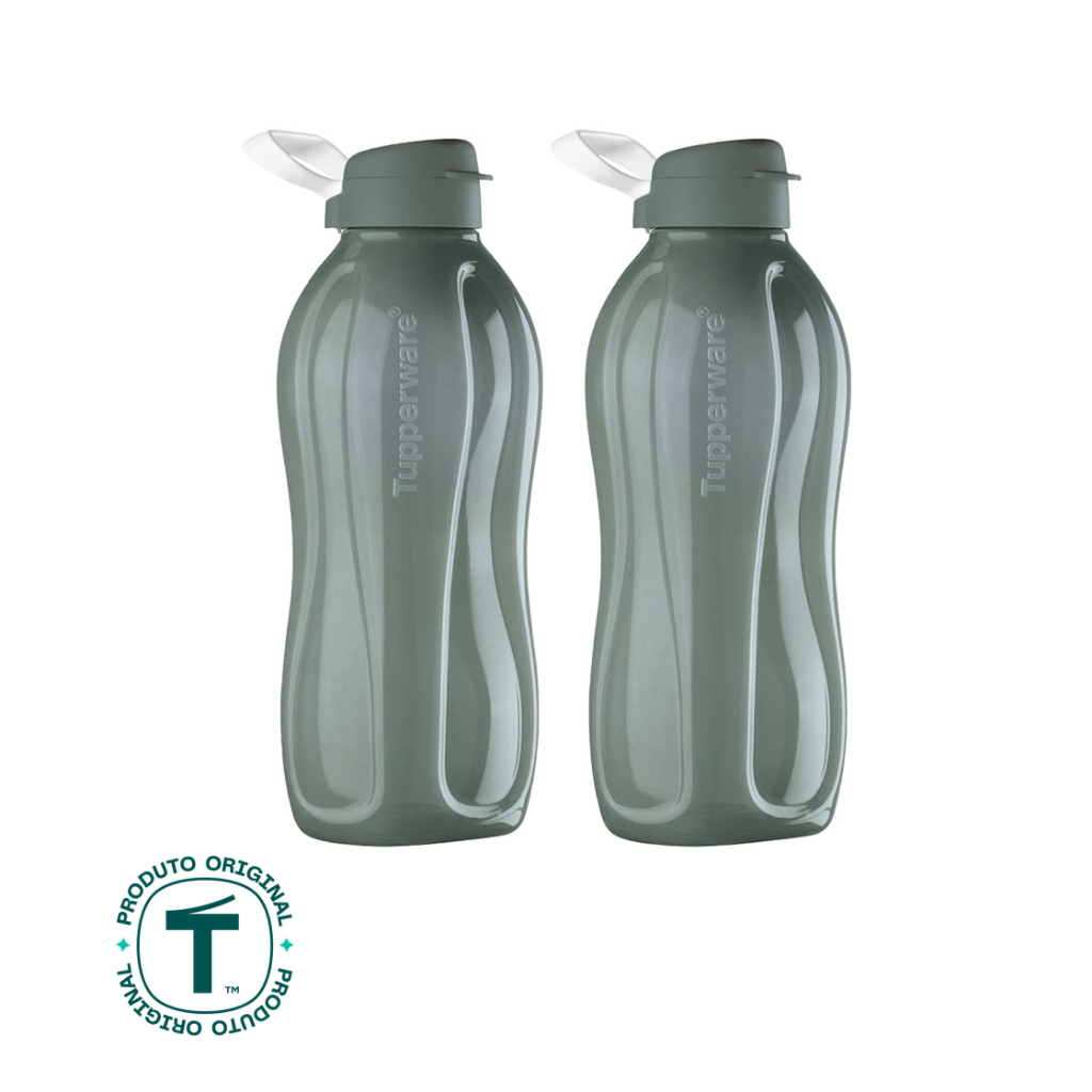 Kit com 2 Garrafas de Água Tupperware Eco Tupper Cinza 2L
