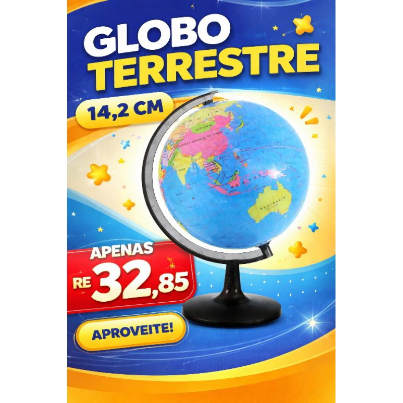 globo terrestre globo mapa tamanho 14,2 ctm globo para estudo
