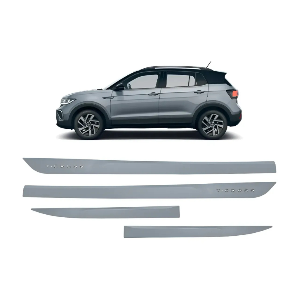 Jogo Friso Porta  Lateral T-cross 2019 A 2025 Cinza Ascot Facão 4 Portas - Grid