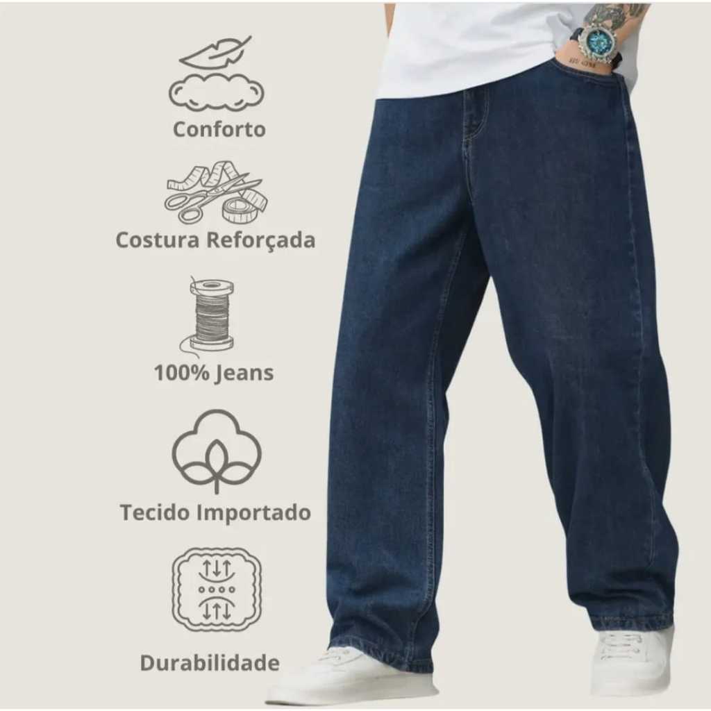 Calça Masculina Balão Balloon Fit Escura Streetwear Premium Lançamento Calça Larga Oversized Tendência Moda Masculina Lu — imagem 2 de 2