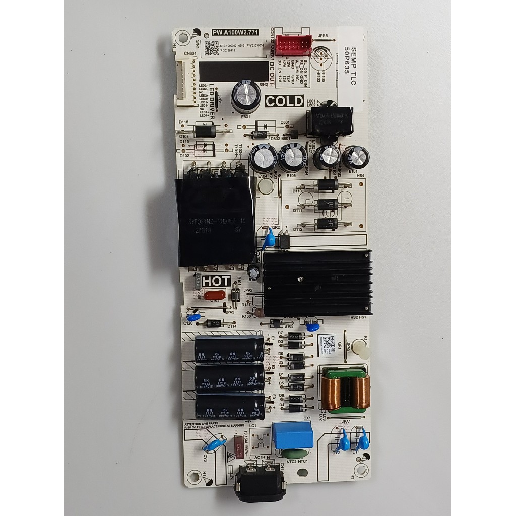 placa da fonte tv tcl 50p635 / pw.a100w2.771