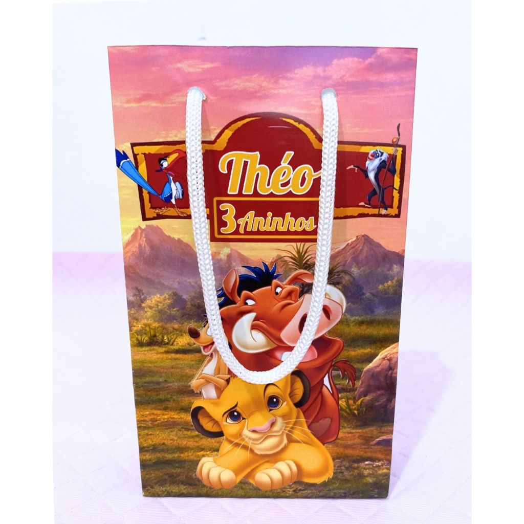 10/20 Sacolinhas Personalizadas Escolha seu tema / Lembrancinha Festa Infantil / Sacola Surpresa Rei leão
