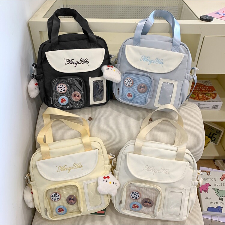 Mochila e Bolsa Feminina Kawaii Japonesa Ita Bag Transparente Grande Capacidade Escolar Tiracolo Moda Jovem
