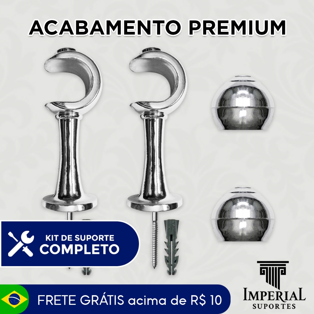 Suporte Cortina Simples 28MM com Ponteira (Par) - Várias Cores