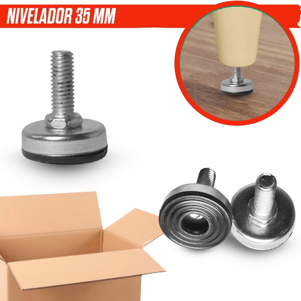 KIT 4/6/8/10/20 Pé Nivelador Articulado Metal Flex Parafuso Sapata Regulável para Móveis e Máquinas