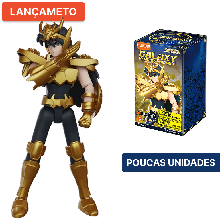 Blokees Shiryu de Dragão Dourado Galaxy Version Hyoga Boneco Articulado Cavaleiros do Zodiaco