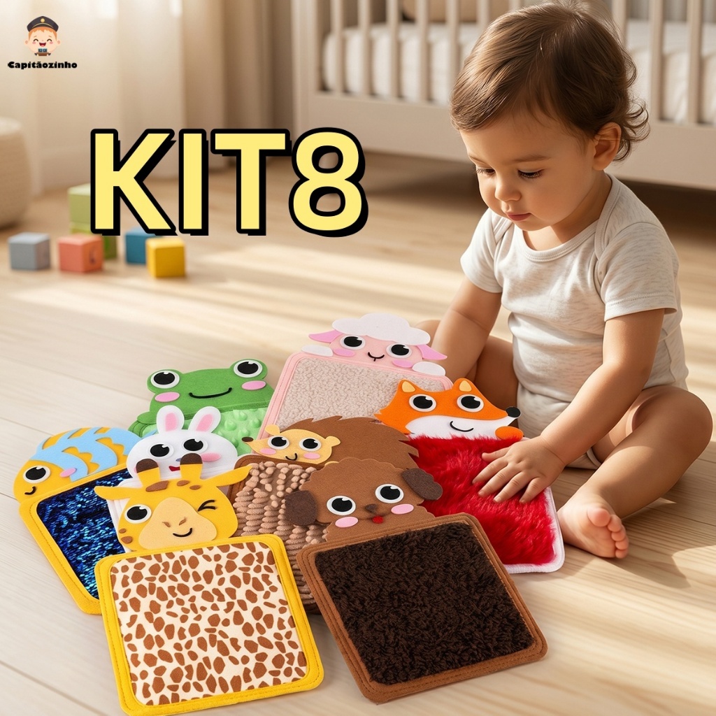 Kit 8 Tapetes Textura Infantil Painel Sensorial