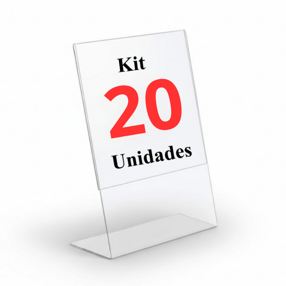 Kit 20 Unidades Display Expositor Placa Pix Cristal L A6 10x15cm