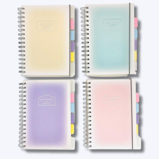 Caderno Tom Pastel B5 Grande 124 folhas Divisórias Elástico Rosa Azul Amarelo VerdeDegradê Meninas Espiral Faculdade Uni