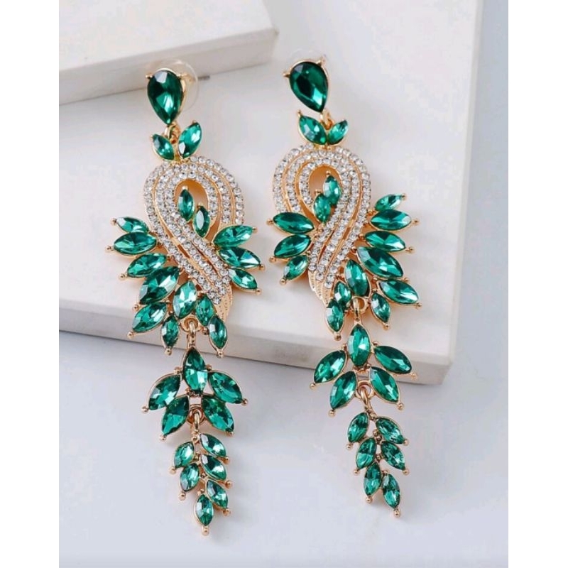 Brinco Folha de Strass e nota musical Festa Casamento Formatura verde azul vermelho rosa preto menta champanhe lavanda