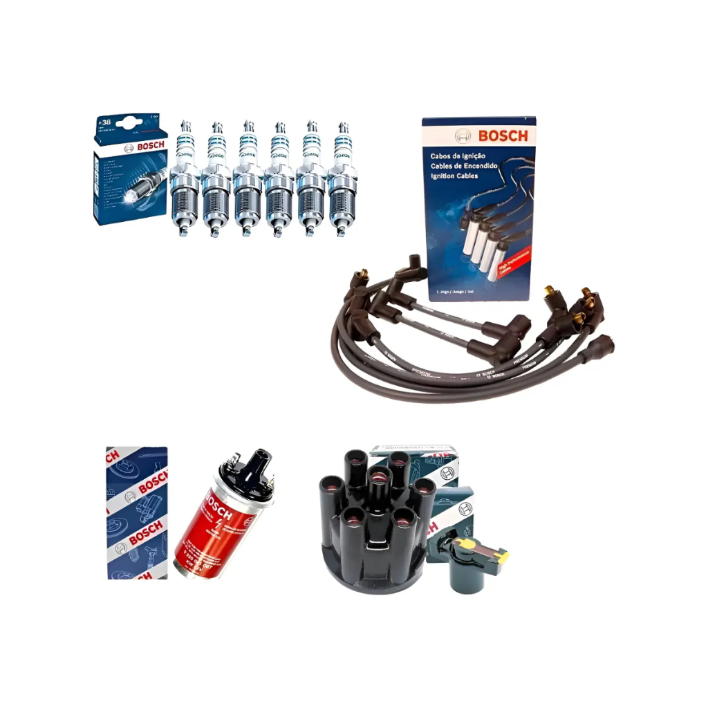 Kit Cabo + Vela + Tampa + Rotor + Bobina Opala 4.1 6cc Gas.