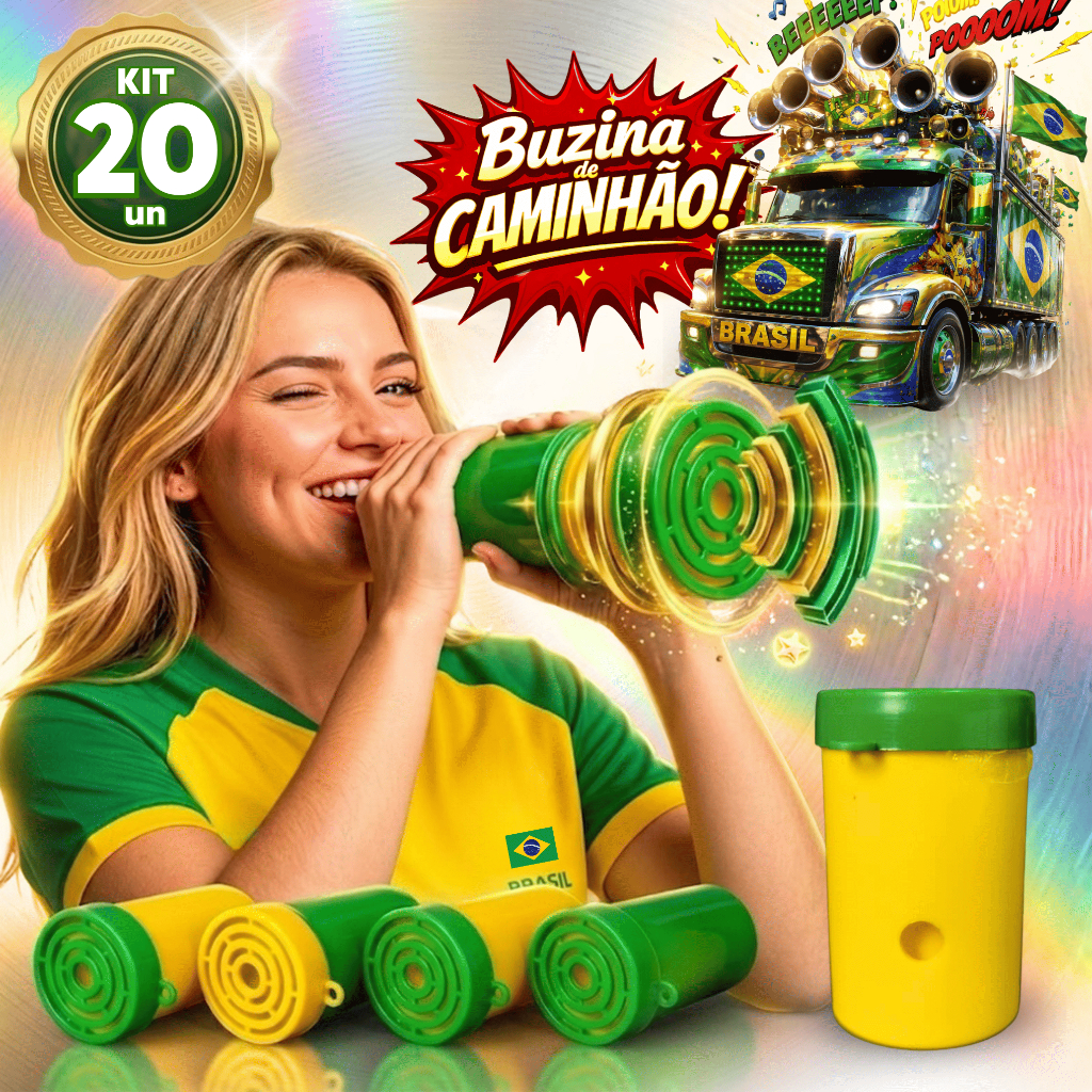 Kit Corneta Brasil Copa Futebol Alta Forte Mundo Mini Vuvuzela Churrasco Jogo Amigos Atacado