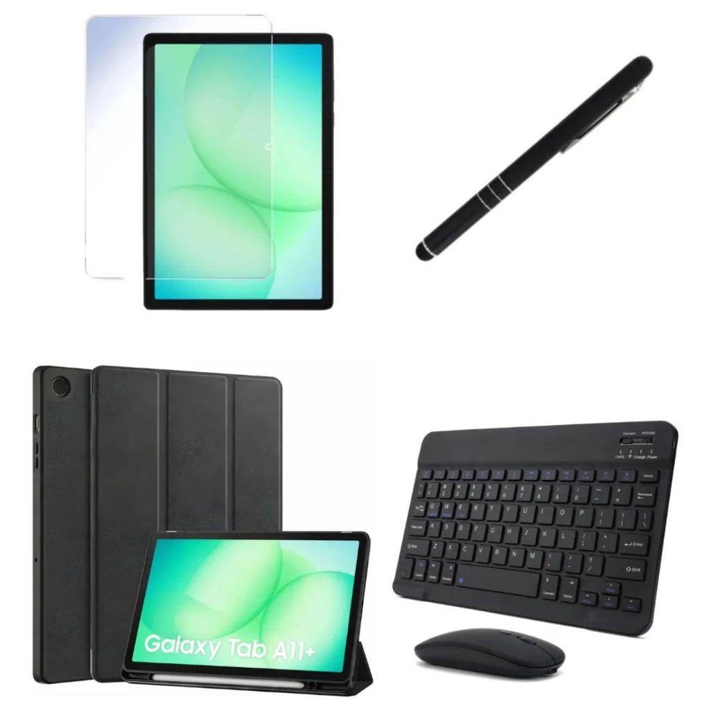 Kit Capa Case Giratoria P/ Tab A11 8.7 Pol + Película de Vidro + Caneta Touch c/ mouse e teclado