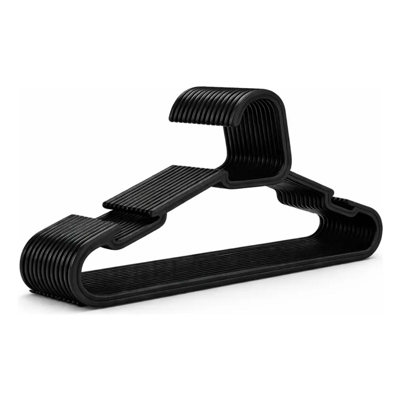 Kit 50 Cabide Adulto Preto Reforçado Organizador Combate