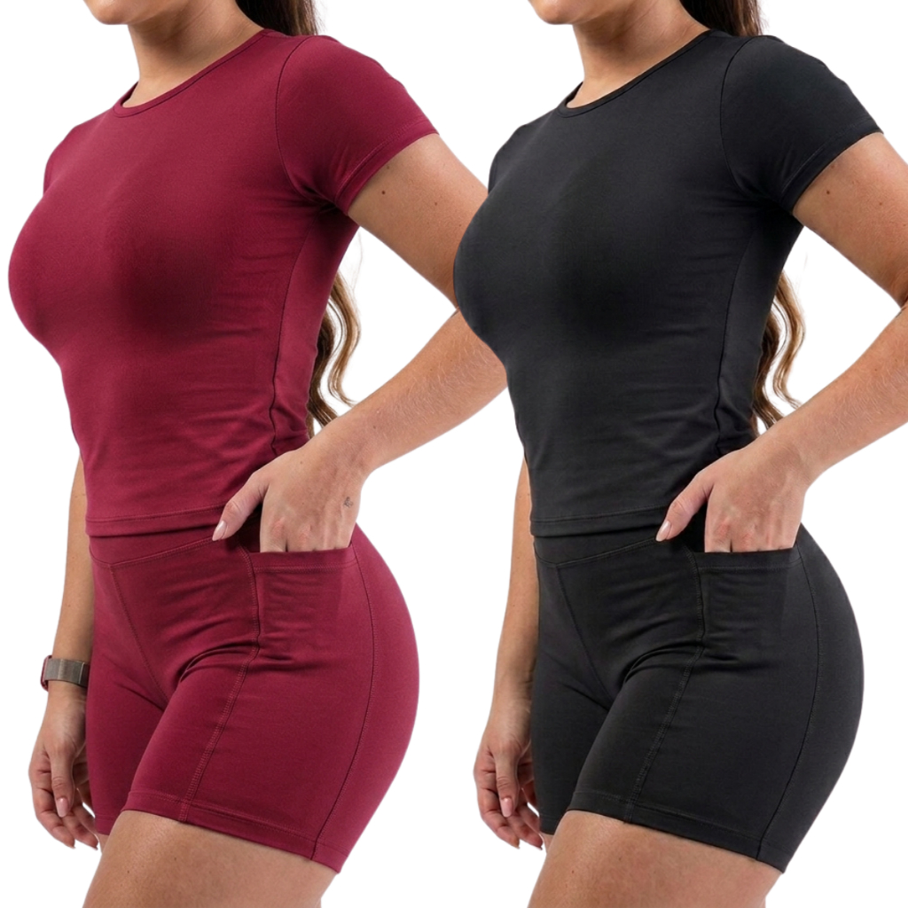 Conjunto De Academia  Short e Blusa Roupa Fitness De treino Feminino Suplex Blusa De Compressão em Oferta na Shopee