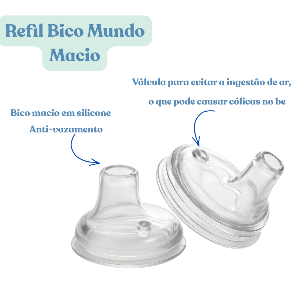 2 Bicos de Silicone para copo Cefisa + Colher ponta de silicone — imagem 2 de 2