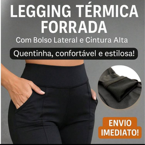 Calça Legging flanelada  Inverno com Bolso Frontal Cintura Alta Zero Transparencia Modeladora suplex premium Skinny