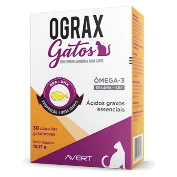 Ograx Gatos Com 30 Capsulas Ômega 3 Ácidos Graxos Essenciais Avert