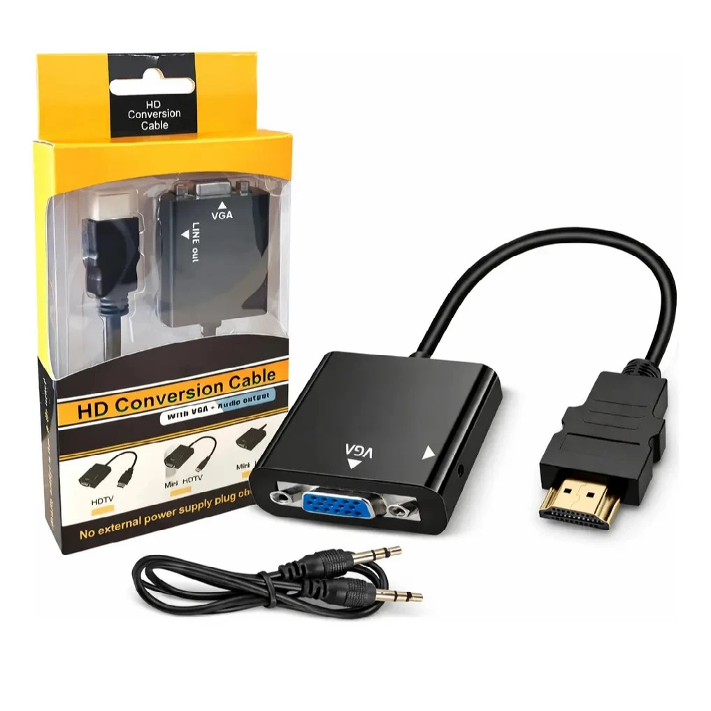 Cabo Adaptador Hdmi Para Vga E Tv Pc Xbox360 Notebook Projetor Audio E Video Dr Hank