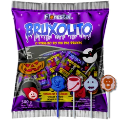 Pirulito Bruxolito Tatuagem de Língua C/50 Unidades 500g Florestal Halloween Festas Doces