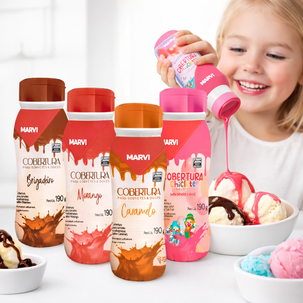 Kit Com 3 Mini Coberturas Para Sorvetes e Milks Shakes Marvi 190g Cada -  Escolha o Kit Ideal para seu sorvete