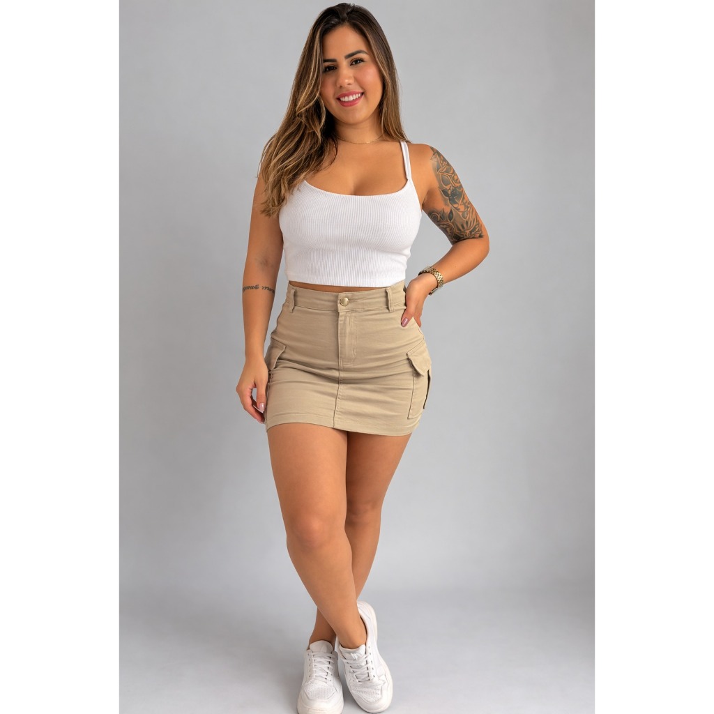 Saia Cargo Saia Com Bolso Lateral Saia Cargo Bege Saia Cargo Verde Militar Saia …