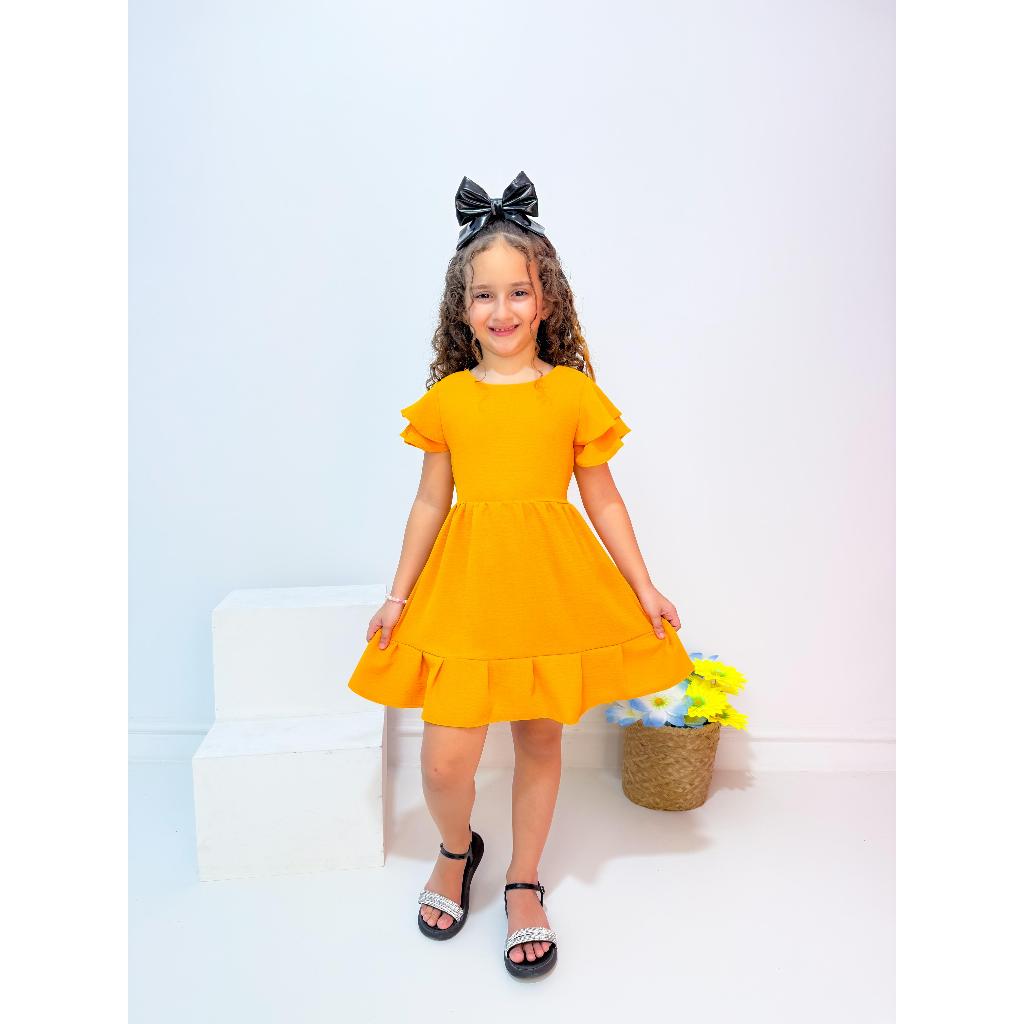 Vestido Duna Infantil Manga Dupla Confortável Saia Solta Verão