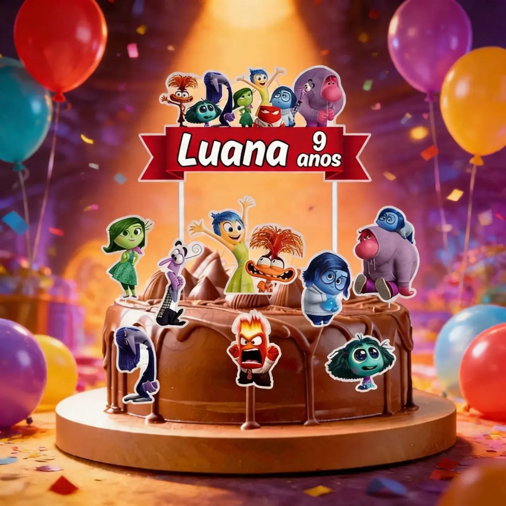 Topo Topper De Bolo Divertidamente 2 Personalizado Aniversário Mesversário
