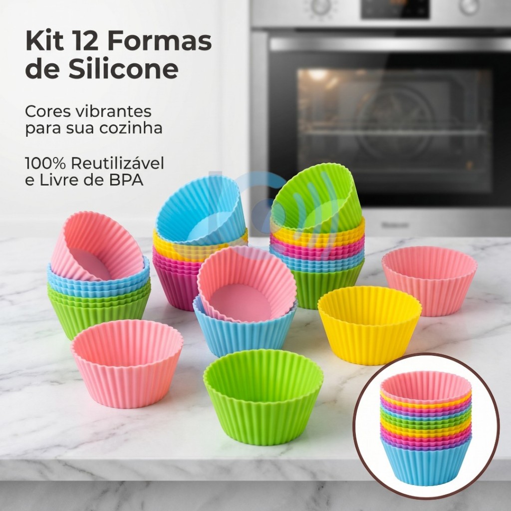 Mini Forma de Silicone para Cupcake Bolo Gelatina e Mini Muffin 12 Peças Formas para Cupcake de Silicone Envio Imediato