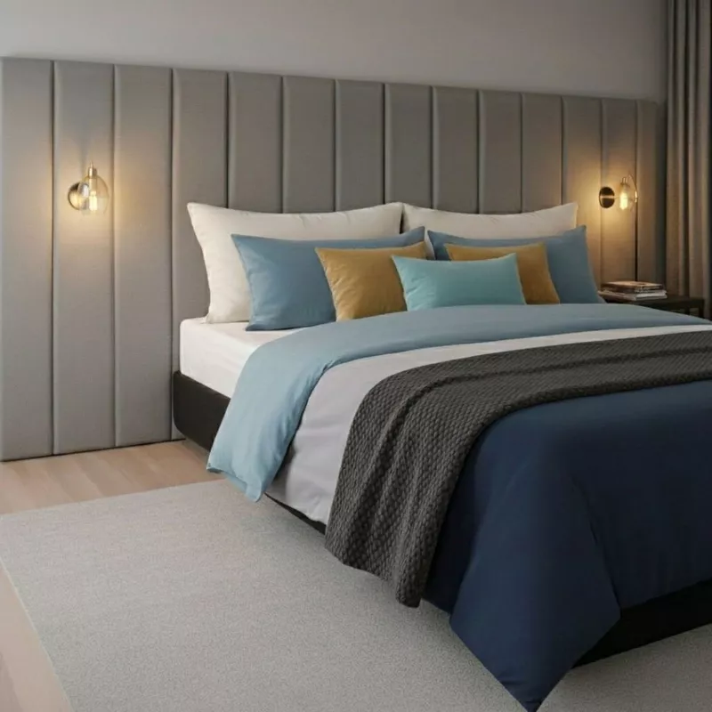Cabeceira Adesiva Modulada Estofada Aveludada 110x20cm para Casal