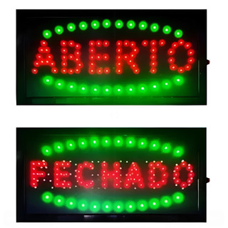 Placa Painel Led 2 Em 1 Aberto Fechado Letreiro Luminoso 110V Botão Lateral