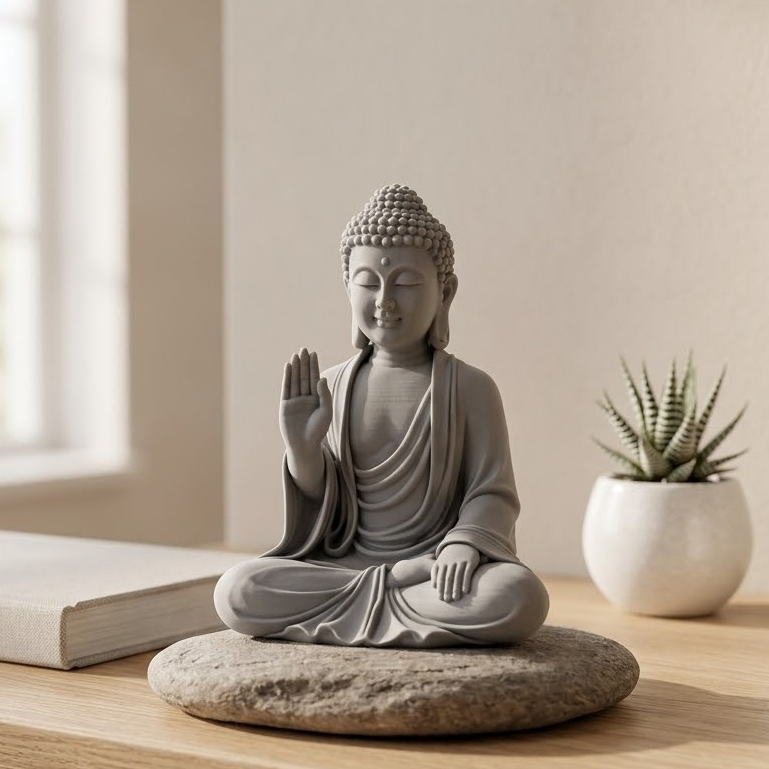 Imagem Estátua Buda Decorativo Zen Minimalista Jardim Meditação Feng Shui Casa