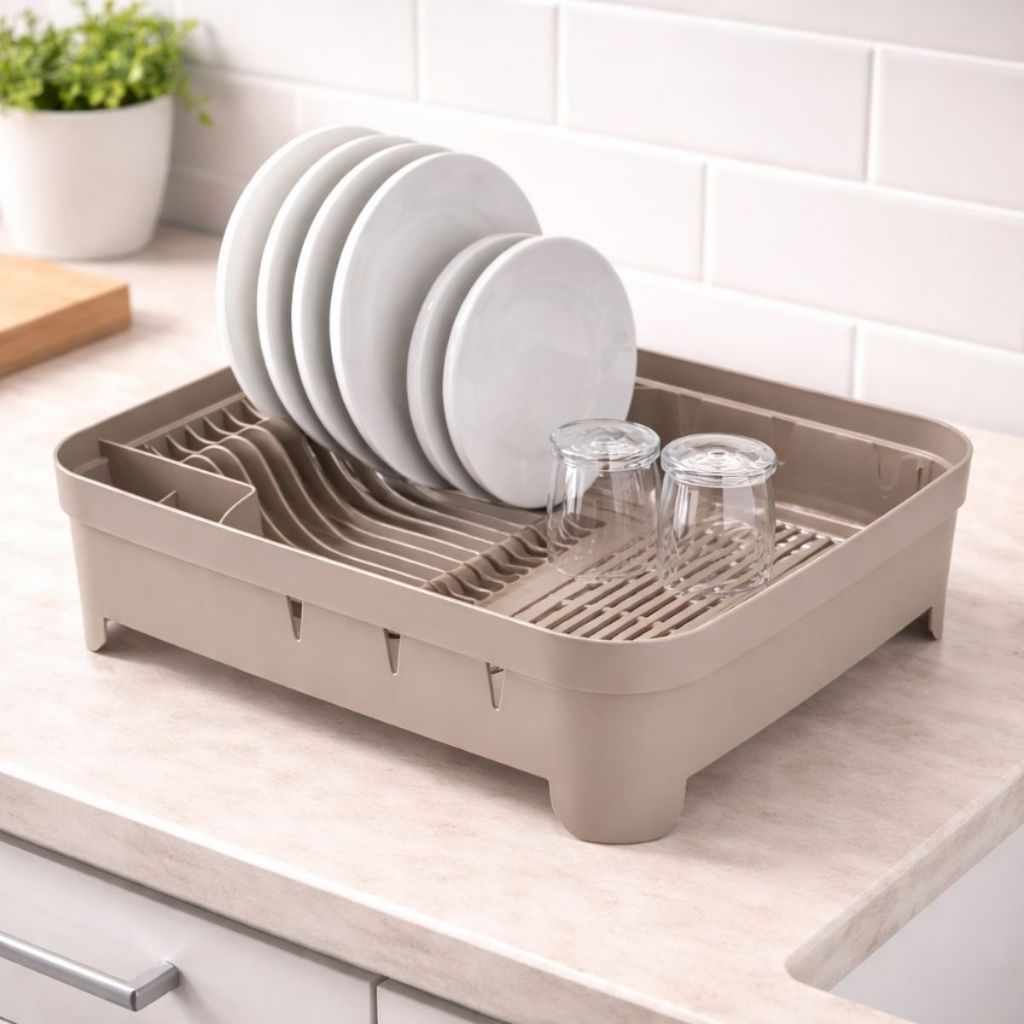 Escorredor de Louça Plástico Premium Com Porta Talheres Organizador Cozinha Resistente Prático Secagem Rápida