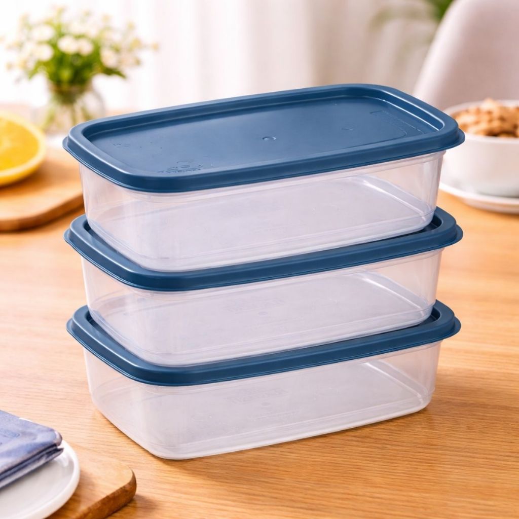 Kit 3 Potes Newlife 1,2L Transparente Colorido Com Tampa Hermética Organizador Alimentos Cozinha Geladeira BPA Free