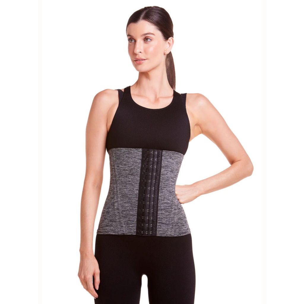 Corset Modelador Fitness Sem Costura Alta Compressão Afina Cintura 8 Barbatanas Poliamida Sensil®