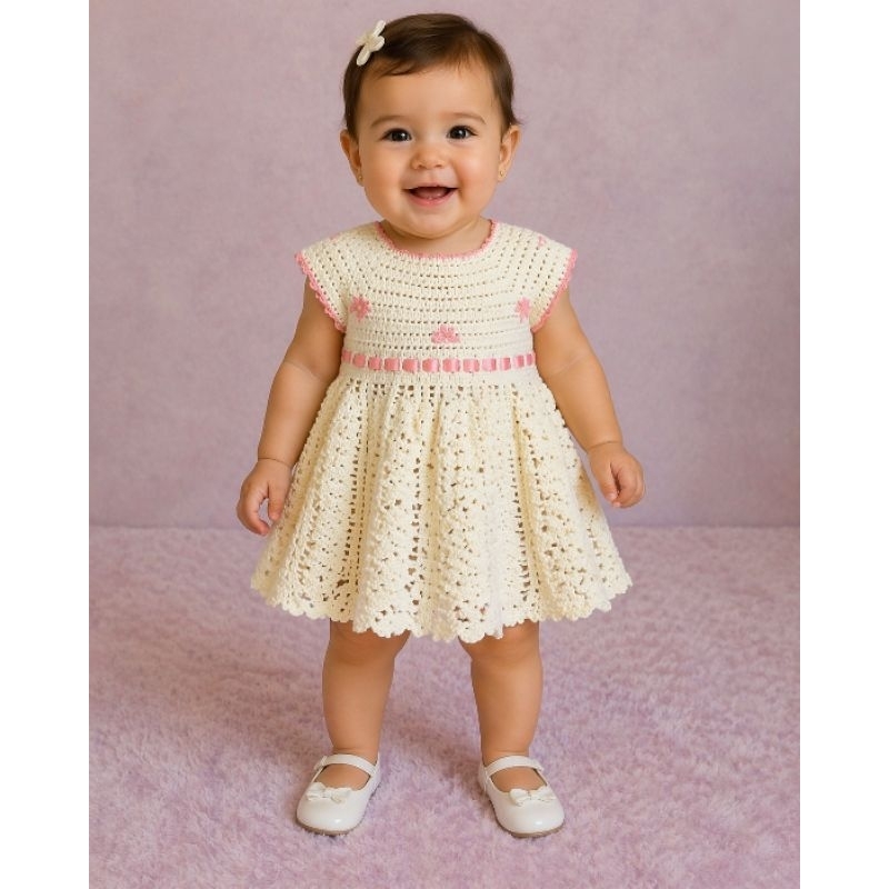 Vestido Luna para bebê de crochê