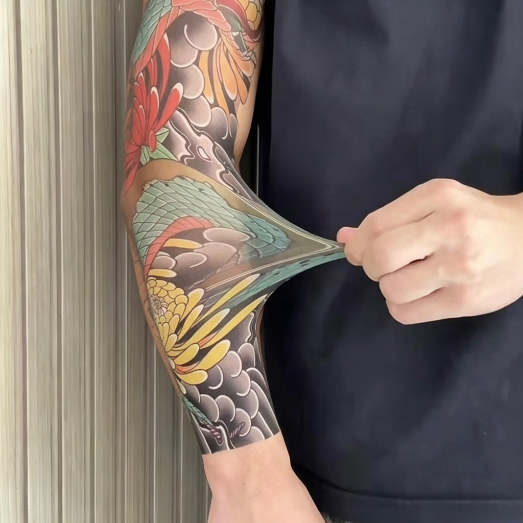 Manga Tatuagem Realista Ice Silk Proteção UV Respirável Elástica Unissex tamanho único 1 unidade
