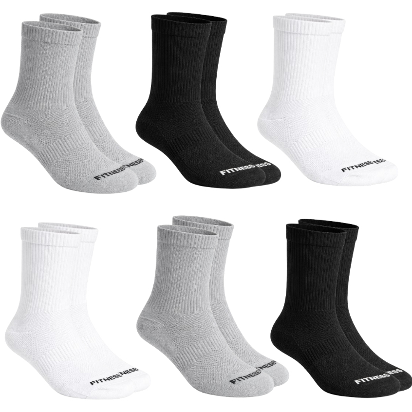 Kit 6 Pares Meias Esportivas Cano Médio Dry FIT Performance Corrida Caminhada Academia