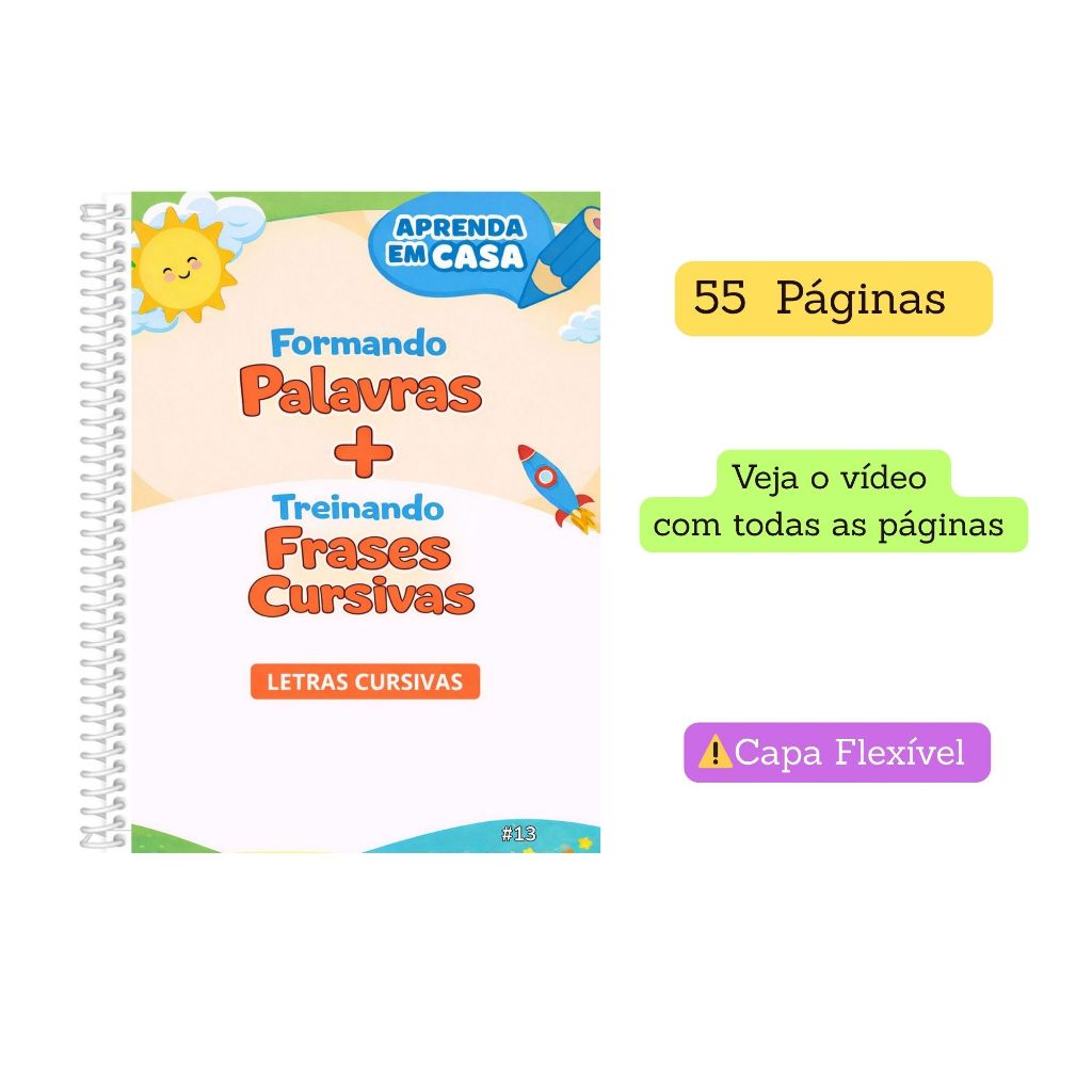 Apostila de Alfabetização Infantil | Formando Palavras + Frases Cursivas | Letras Cursivas| 55 Pag e #13