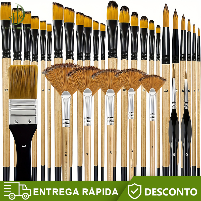 Conjunto De Pincéis De Pintura De 32 Unidades Para Acrílica , Cerdas De Nylon Premium Com Redondo, Filbert, Plano, Venti