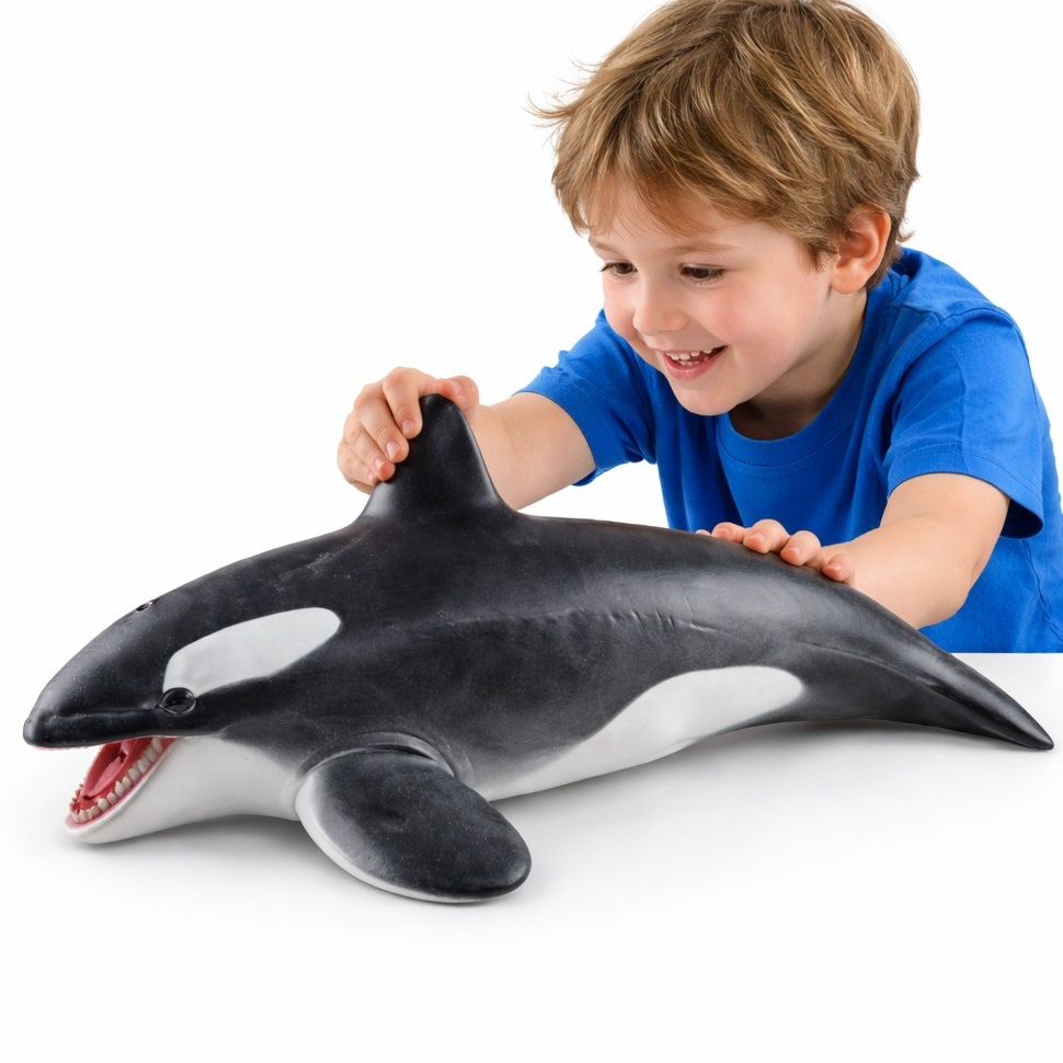 Orca Gigante Brinquedo Baleia Orca Realista Grande 43cm Em Vinil