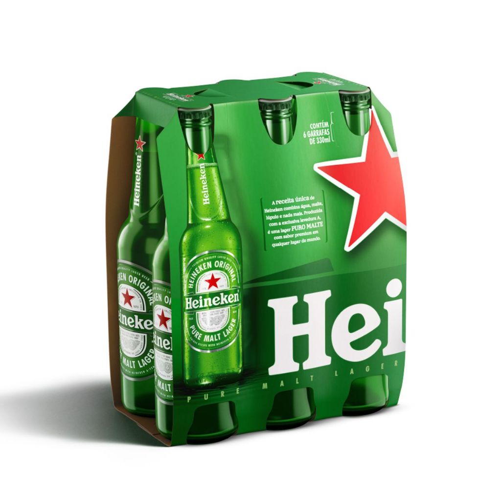 Cerveja Heineken Long Neck 330ml - Pack com 6 Unidades