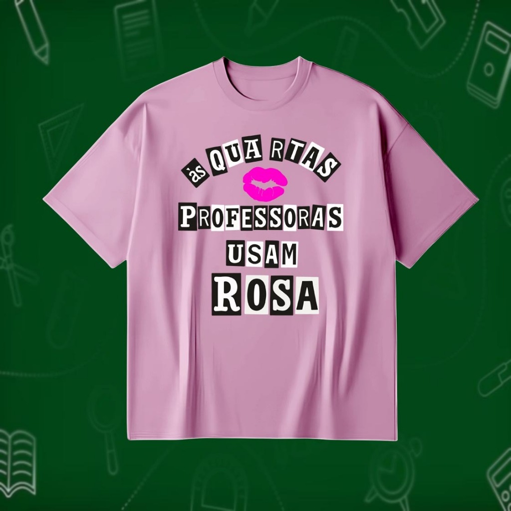 CAMISETA P AO G5 CAMISA UNISSEX PROFESSORA USAM ROSA/MELHOR PROFESSORA
