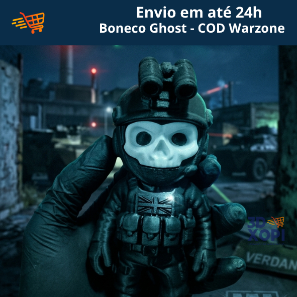 Boneco Ghost Call of Duty - COD Warzone | MW | Decoração Gamer