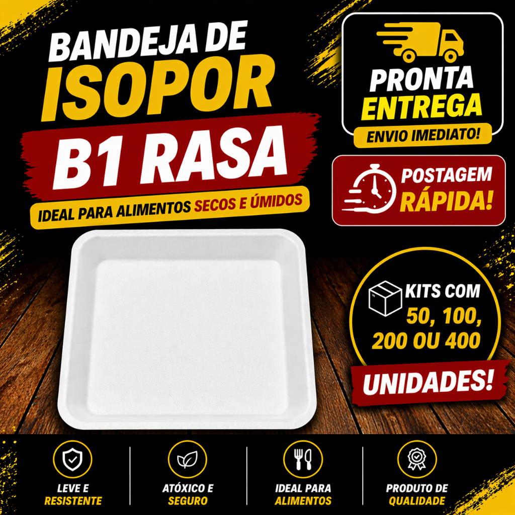 Bandeja de Isopor B1 rasa - 50 - 100 - 200 - 400 Unidades