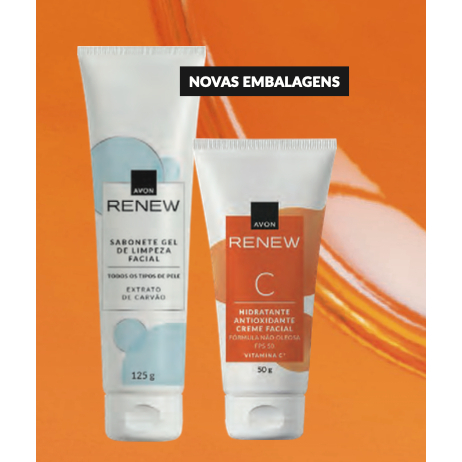 Kit Renew Avon Vitamina C:Creme Hidratante Antioxidante  FPS50 50g+Sabonete Gel Limpeza Facial 125 g
